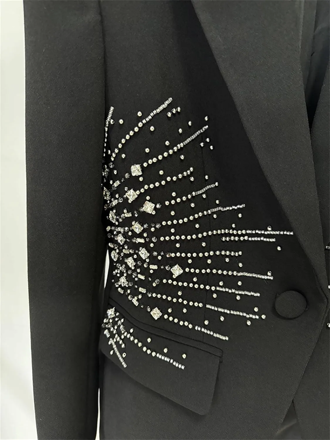 Women's Matching Sets Heavy Beaded Diamond One Button Suit Trousers Set Two Piece Sets Womens Outifits