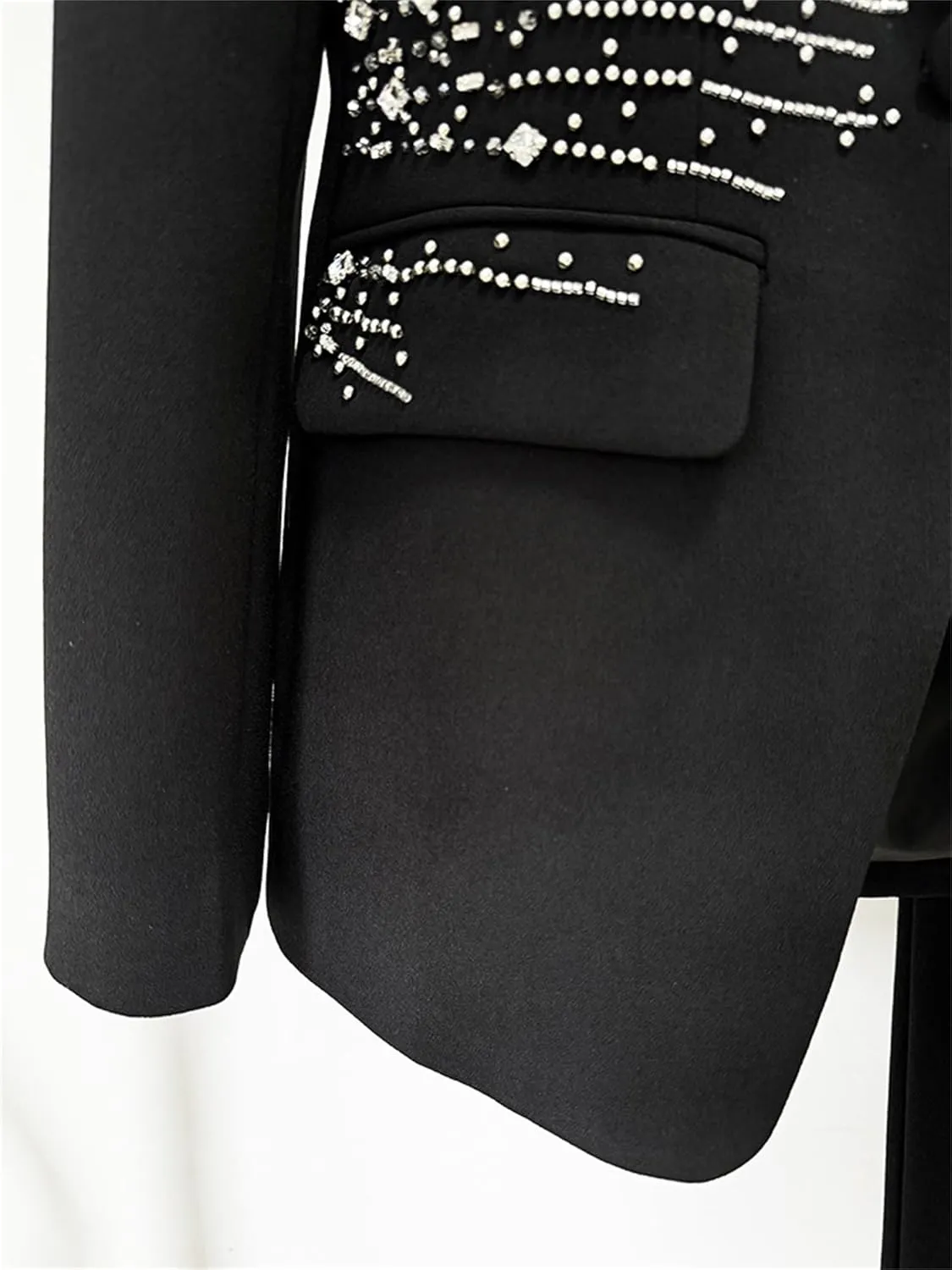 Women's Matching Sets Heavy Beaded Diamond One Button Suit Trousers Set Two Piece Sets Womens Outifits