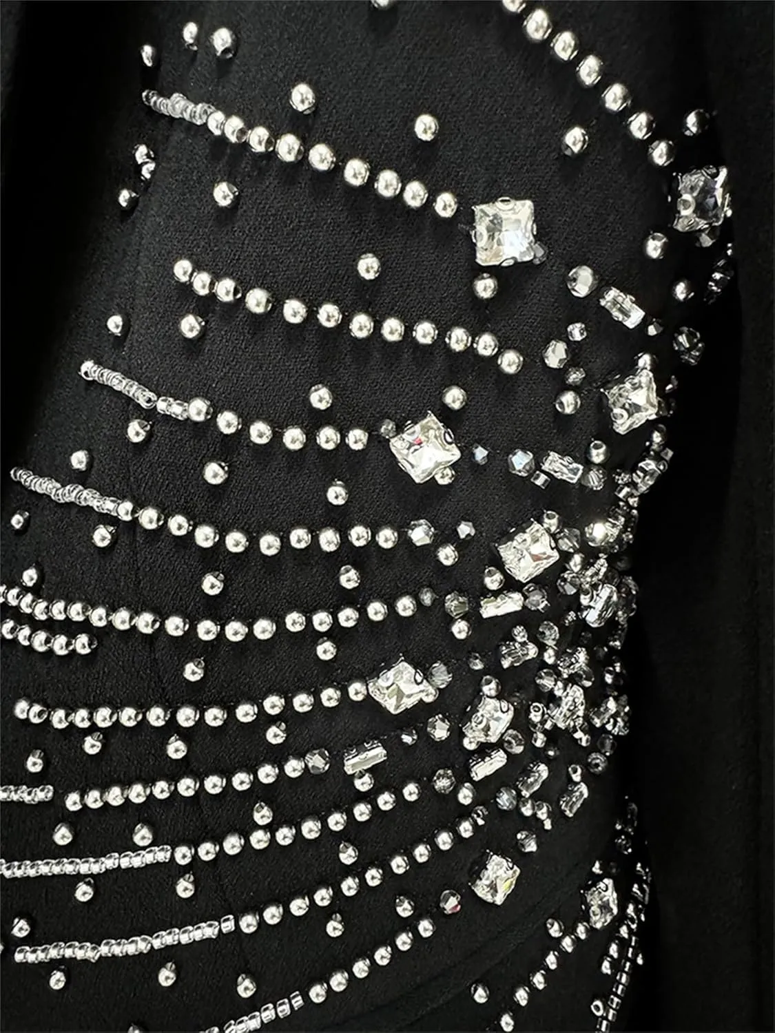 Women's Matching Sets Heavy Beaded Diamond One Button Suit Trousers Set Two Piece Sets Womens Outifits