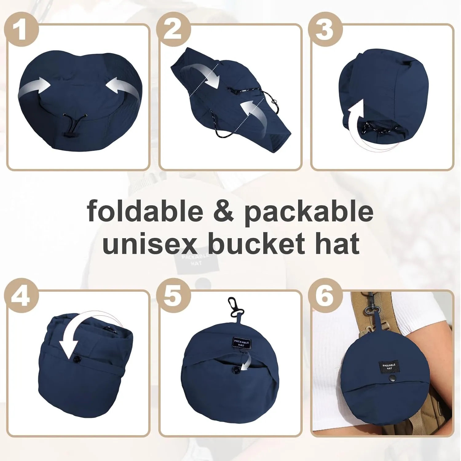 Womens Packable Waterproof Bucket Hat Men UV Protection Sun Hat