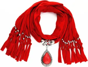 Women's Scarf Waterdrop Pendant Necklace Jewelry Printing Polyester Shawl Scarves(sc0016)