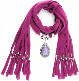 Women's Scarf Waterdrop Pendant Necklace Jewelry Printing Polyester Shawl Scarves(sc0016)