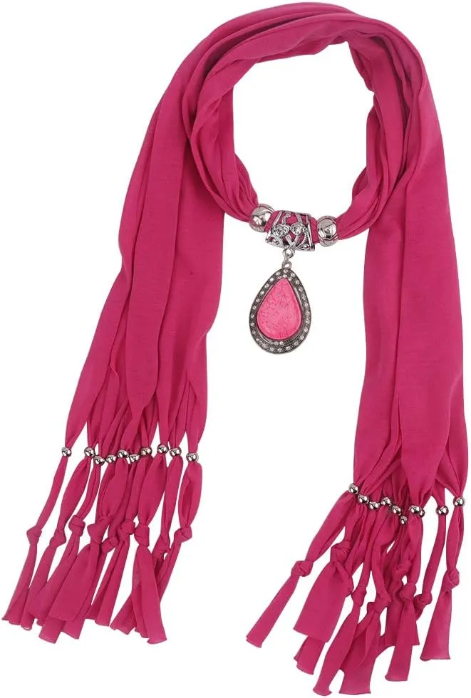 Women's Scarf Waterdrop Pendant Necklace Jewelry Printing Polyester Shawl Scarves(sc0016)
