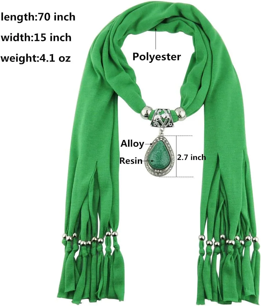 Women's Scarf Waterdrop Pendant Necklace Jewelry Printing Polyester Shawl Scarves(sc0016)