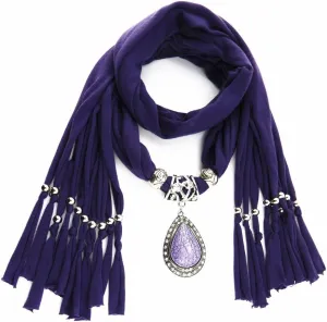 Women's Scarf Waterdrop Pendant Necklace Jewelry Printing Polyester Shawl Scarves(sc0016)