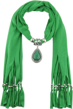 Women's Scarf Waterdrop Pendant Necklace Jewelry Printing Polyester Shawl Scarves(sc0016)