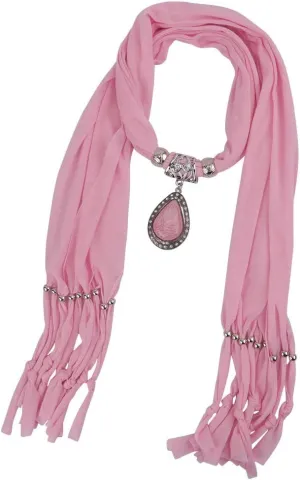Women's Scarf Waterdrop Pendant Necklace Jewelry Printing Polyester Shawl Scarves(sc0016)