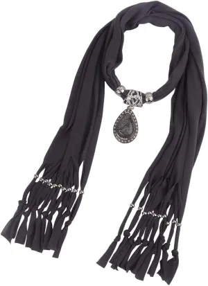 Women's Scarf Waterdrop Pendant Necklace Jewelry Printing Polyester Shawl Scarves(sc0016)