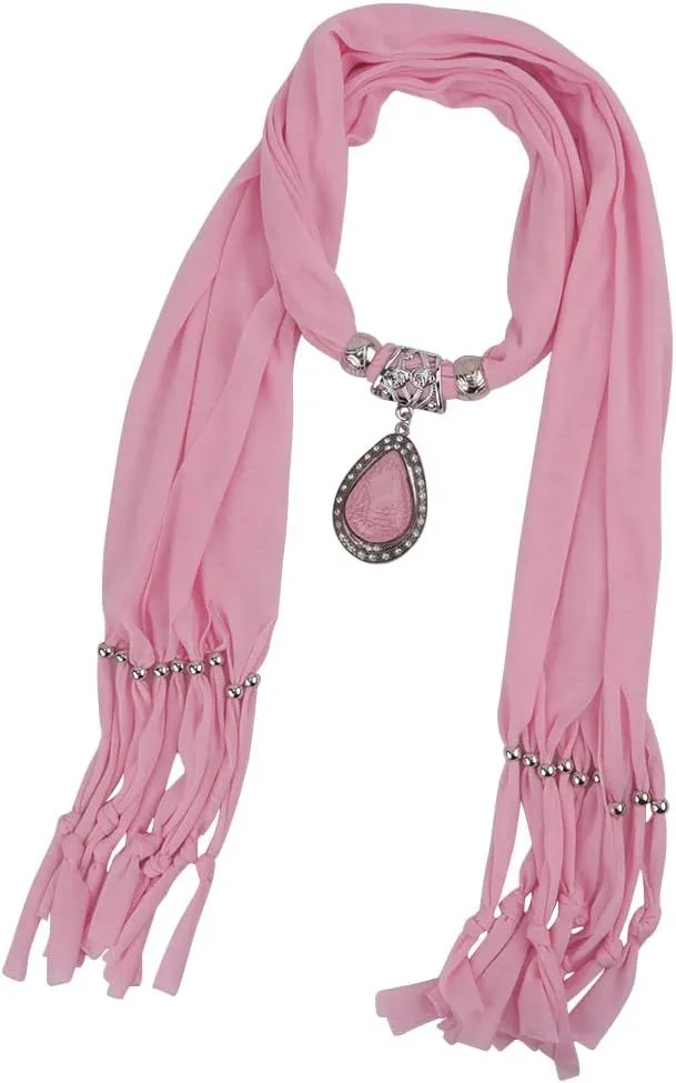 Women's Scarf Waterdrop Pendant Necklace Jewelry Printing Polyester Shawl Scarves(sc0016)