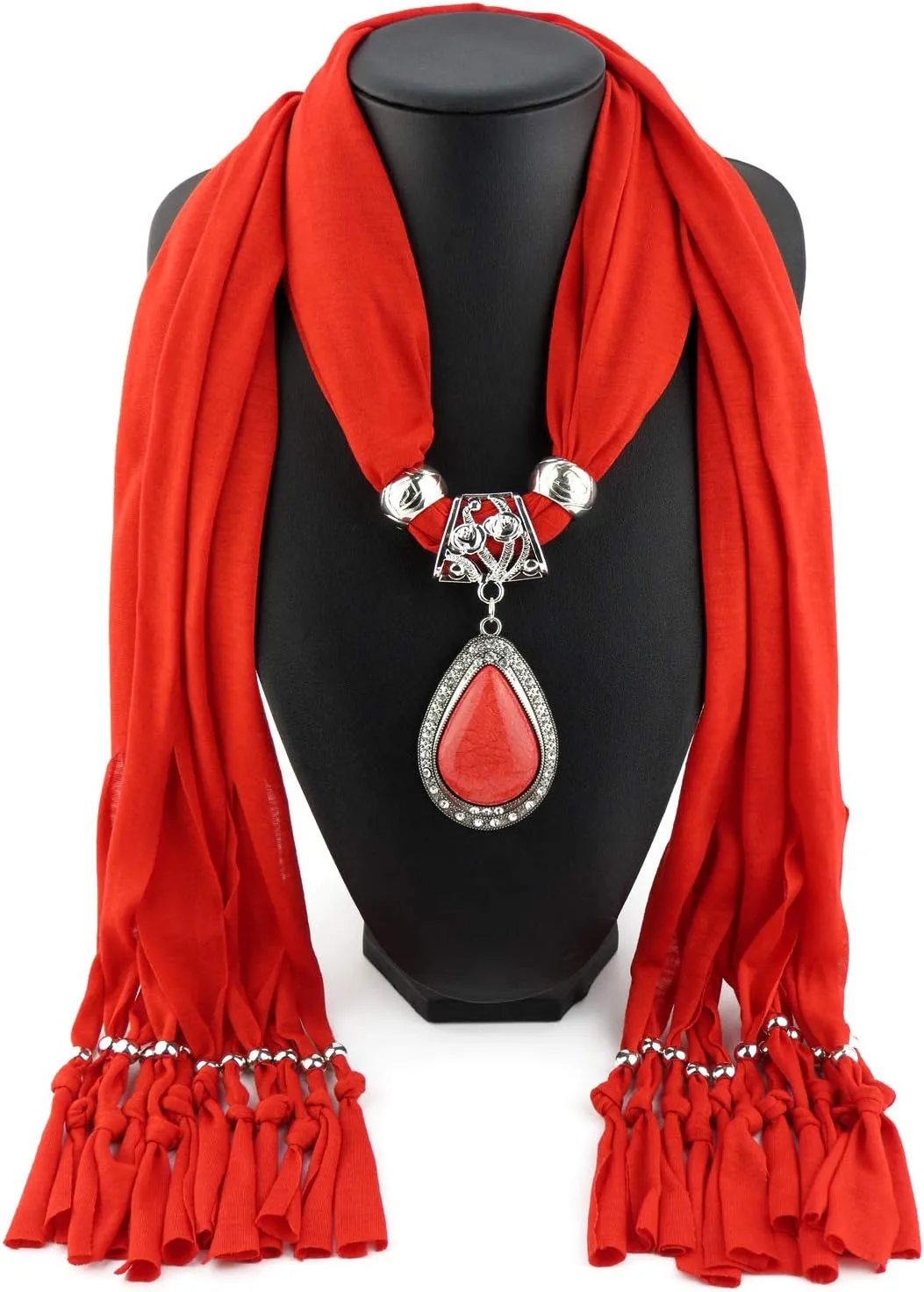Women's Scarf Waterdrop Pendant Necklace Jewelry Printing Polyester Shawl Scarves(sc0016)