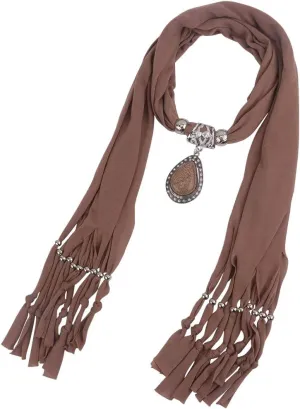 Women's Scarf Waterdrop Pendant Necklace Jewelry Printing Polyester Shawl Scarves(sc0016)