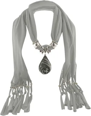 Womens Scarf Waterdrop Pendant Necklace Pendant Jewelry Polyester Shawl Scarves Ladies Soft Winter Infinity Scarves