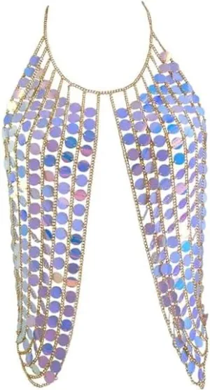 Women's Sexy Harness Waist Bikini Chain Bra Body Chain Shoulder Necklace for Women Color Sequin Jewelry
