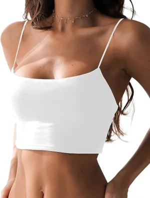 Women's Sexy Spaghetti Strap Camisole Tank Tops Y2k Tube Slim Fitted Yoga Basic Cami Crop Top
