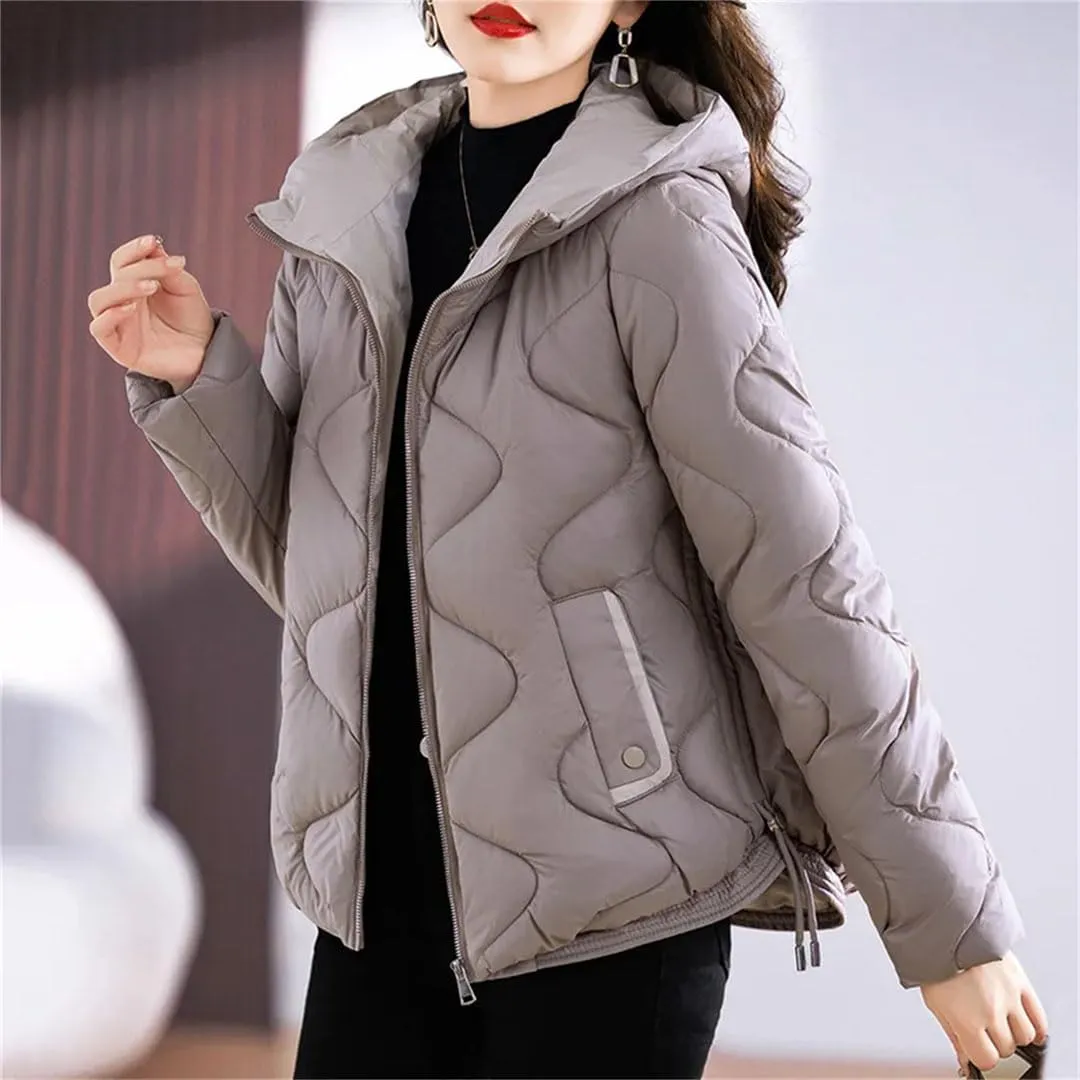 Women's Short Jacketswarm Winter Jacket Hood Zipped Pockets Ladies Cotton-Padded Coat
