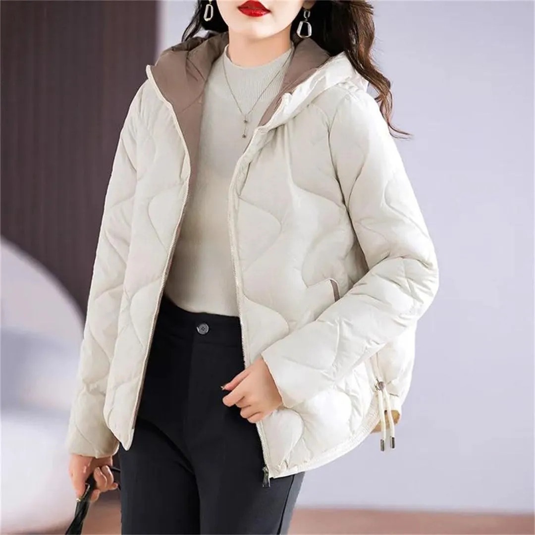 Women's Short Jacketswarm Winter Jacket Hood Zipped Pockets Ladies Cotton-Padded Coat