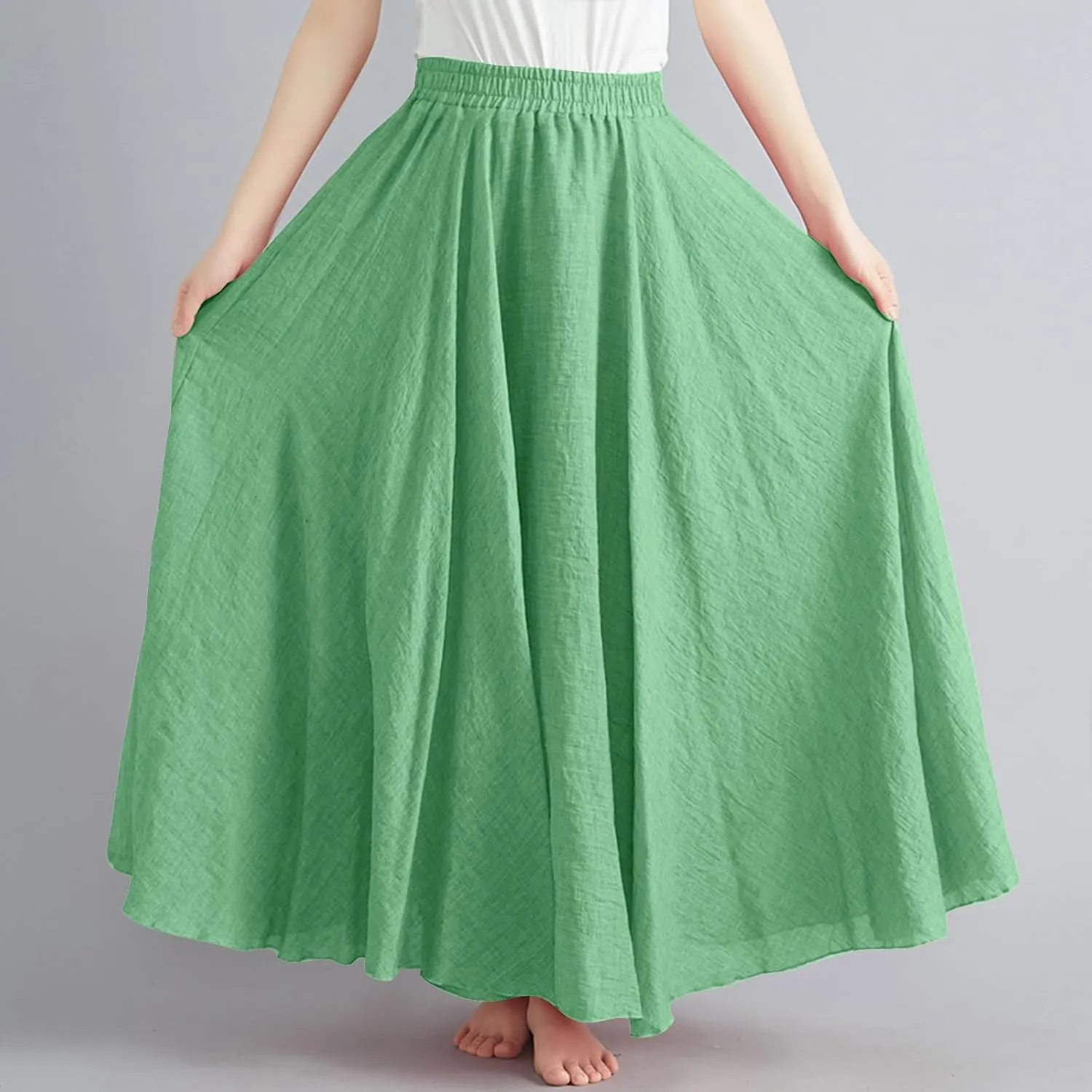 Women's Skirts Plus Size Maxi Flowy Baggy Skirt High Waisted A Line Long Skirts Solid Color Comfort Skirt 2025 New