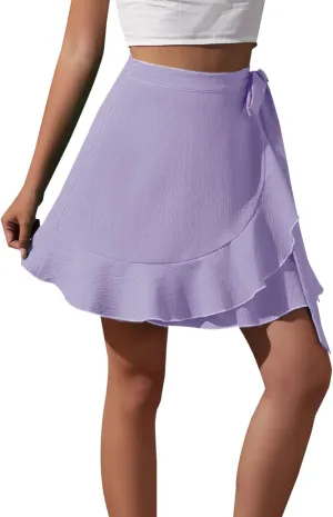 Womens Skirts Swing Skirt Knee Length Women's Summer Empire Waist Ruffle Tiered Mini Skirt Floral Printed A Line Swim