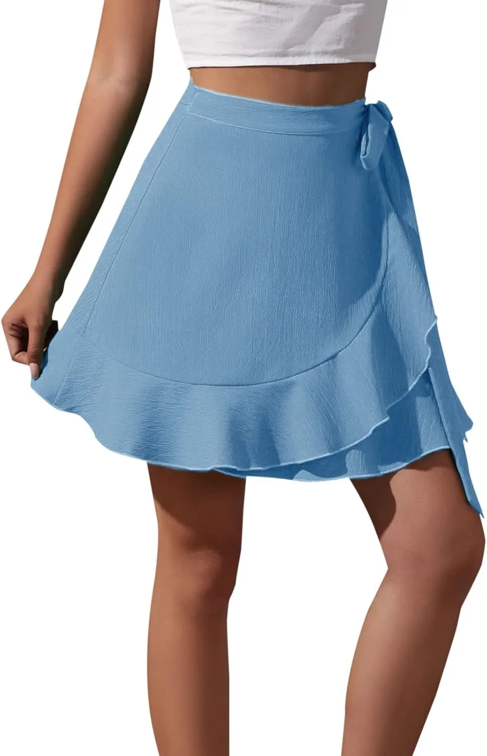 Womens Skirts Swing Skirt Knee Length Women's Summer Empire Waist Ruffle Tiered Mini Skirt Floral Printed A Line Swim
