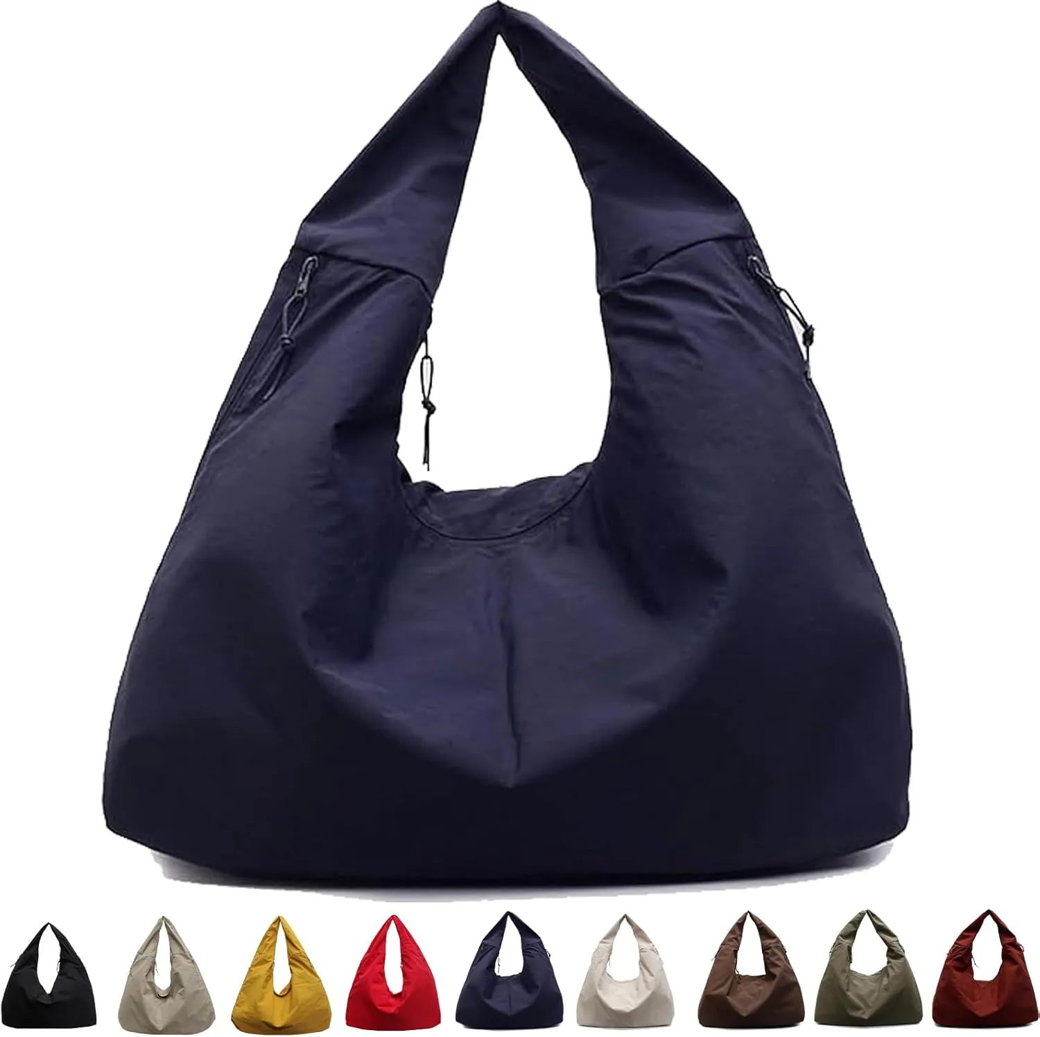 Women's Solid Color Textured Draped Tote Bag, Canvas Large Capacity Fashion Versatile Shoulder Bag for Shopping with Travel