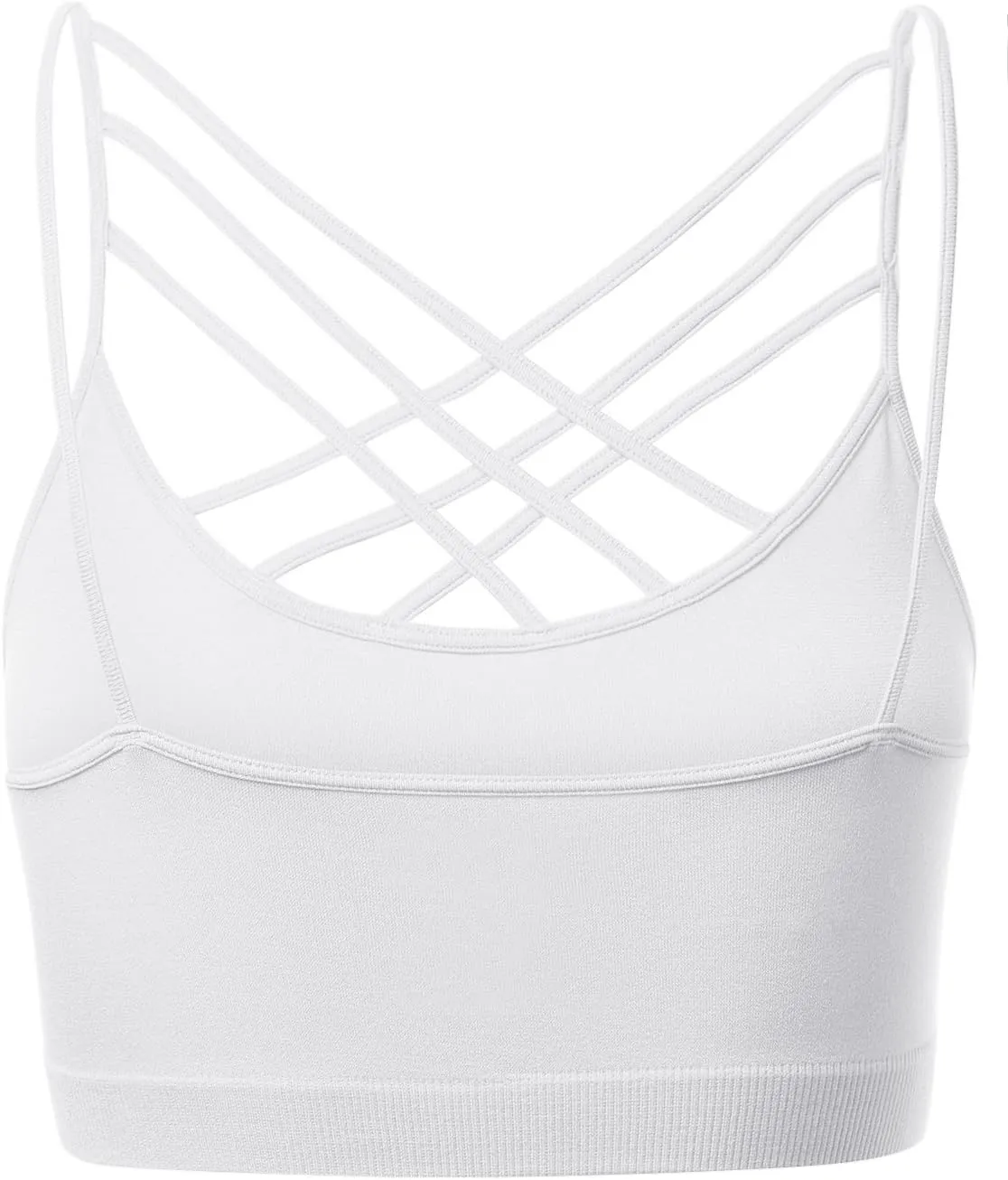 Women's Sports Bra Criss Cross Strappy Bandeau Cami Wirefree Bralette Tops