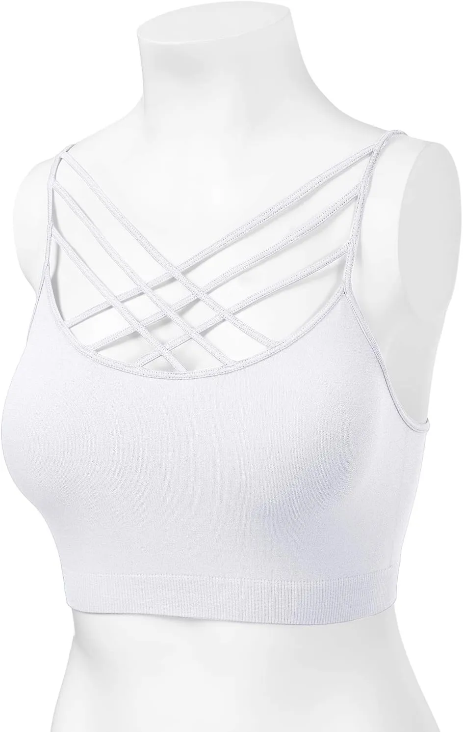 Women's Sports Bra Criss Cross Strappy Bandeau Cami Wirefree Bralette Tops