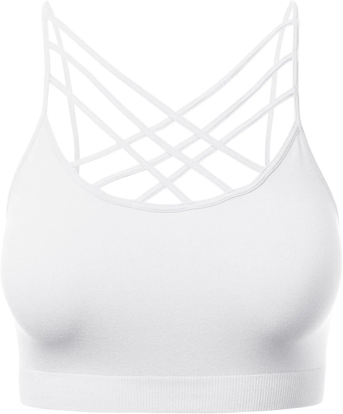 Women's Sports Bra Criss Cross Strappy Bandeau Cami Wirefree Bralette Tops