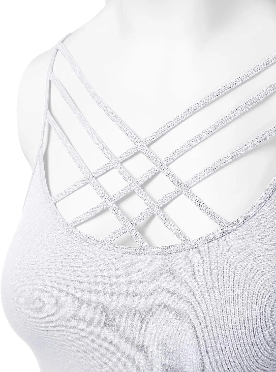 Women's Sports Bra Criss Cross Strappy Bandeau Cami Wirefree Bralette Tops