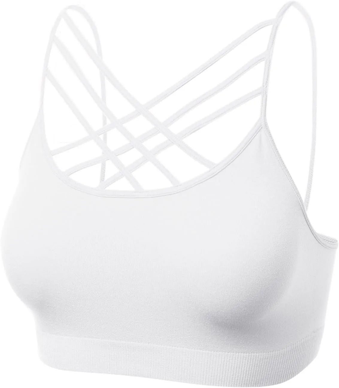 Women's Sports Bra Criss Cross Strappy Bandeau Cami Wirefree Bralette Tops