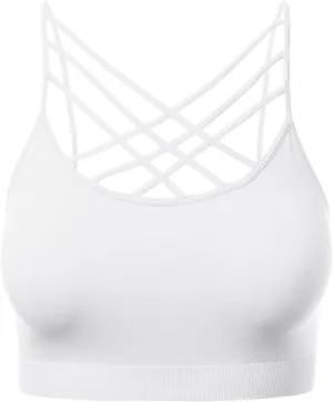 Women's Sports Bra Criss Cross Strappy Bandeau Cami Wirefree Bralette Tops