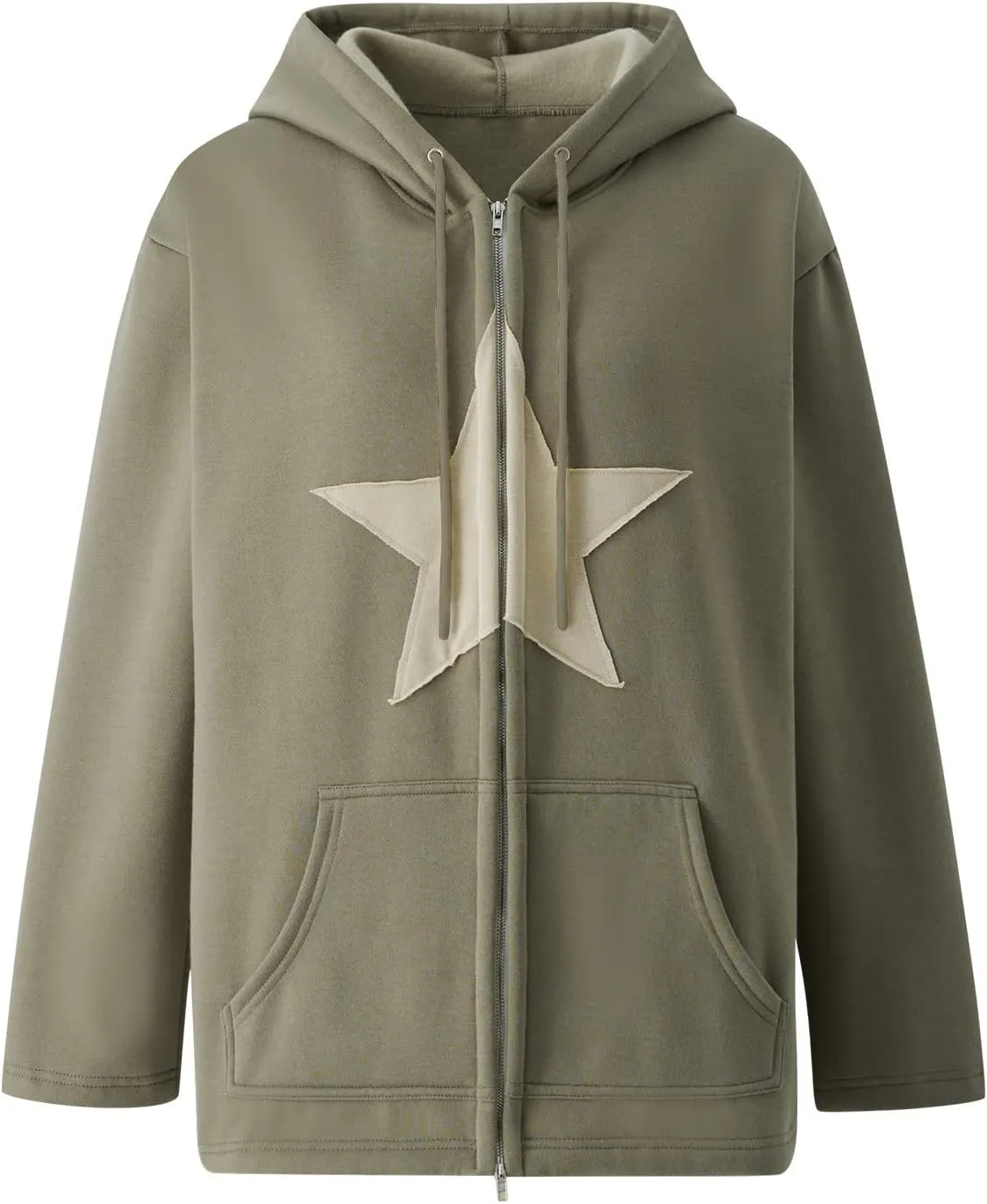 Womens Star Graphic Zip Up Hoodies Y2K Vintage Cute Oversized Hoodies Y2K Jackets Sweatshirt Harajuku Emo Streetwear