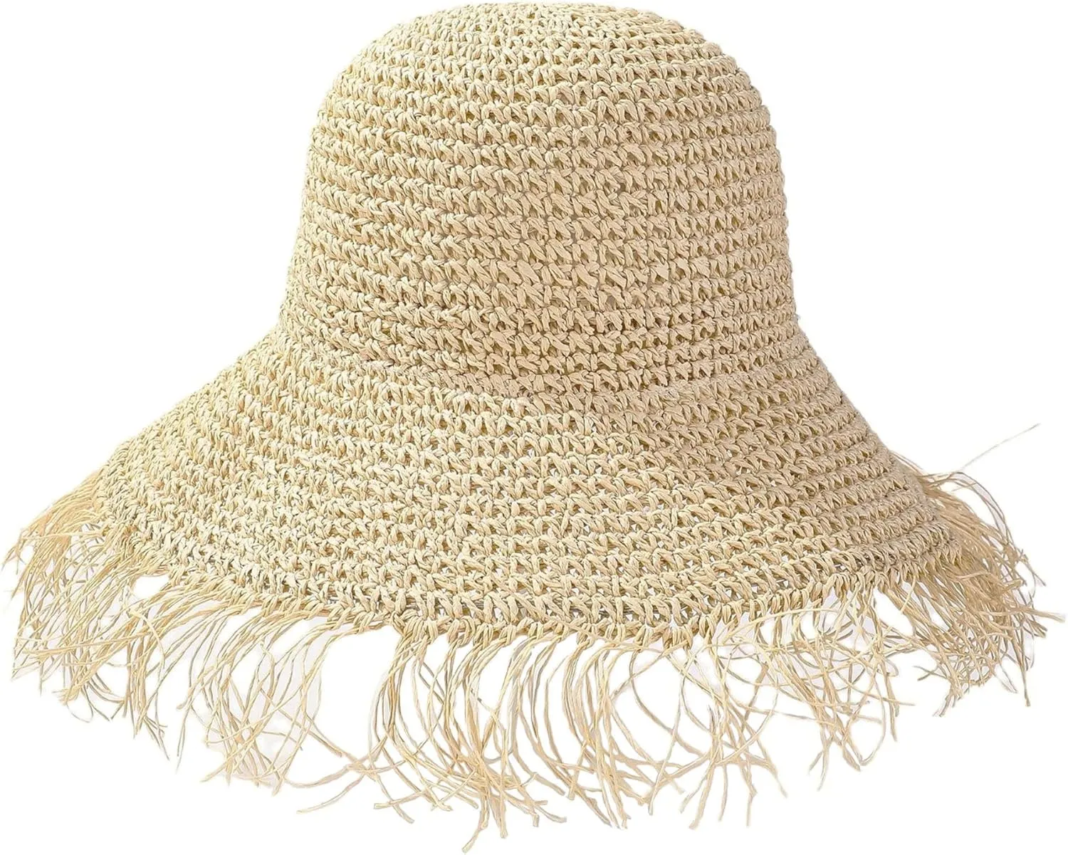 Womens Straw Bucket Hat for Women Handmade Floral Foldable Floppy Beach Hat Travel Straw Hat