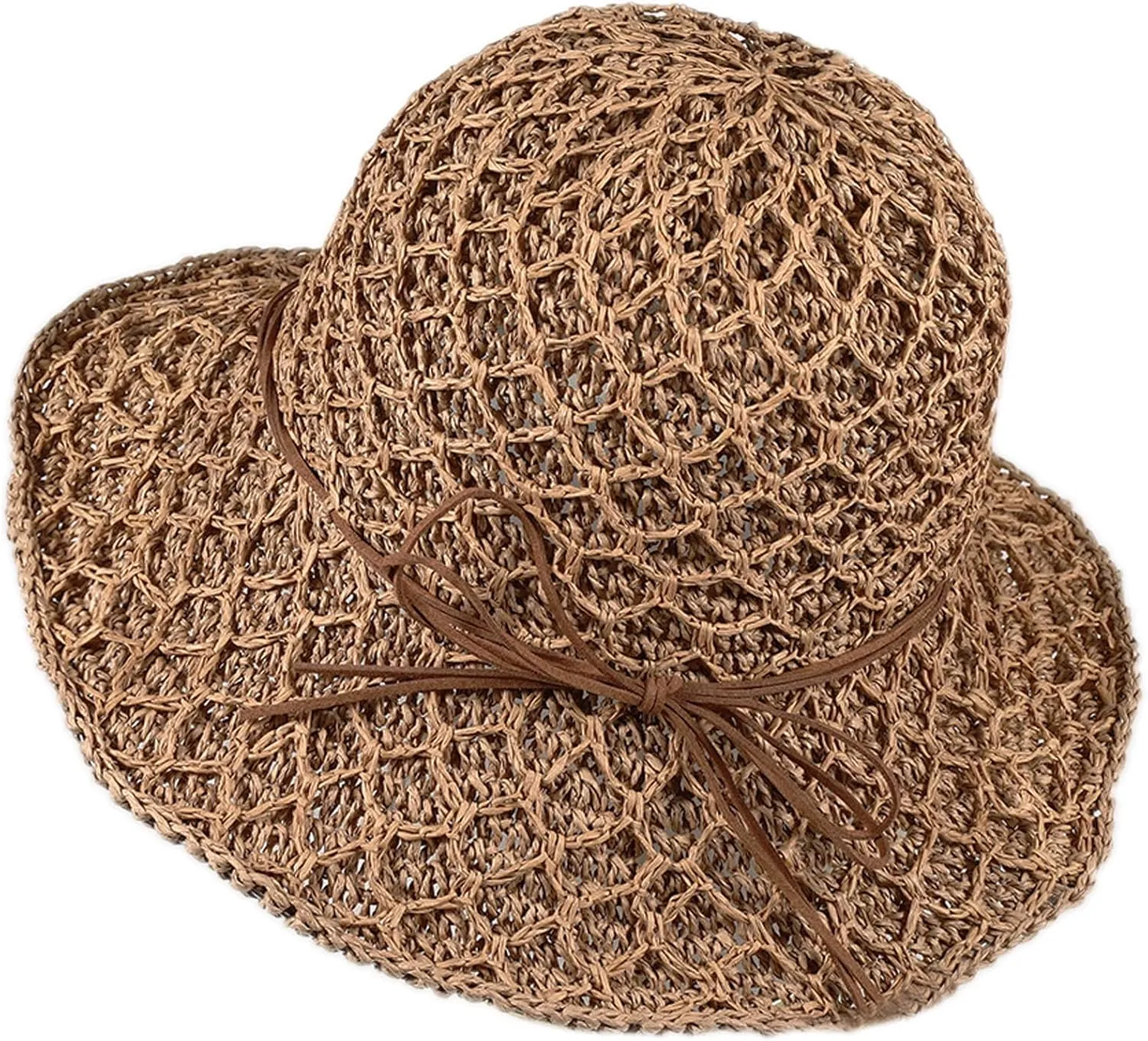 Womens Straw Bucket Hat for Women Handmade Floral Foldable Floppy Beach Hat Travel Straw Hat