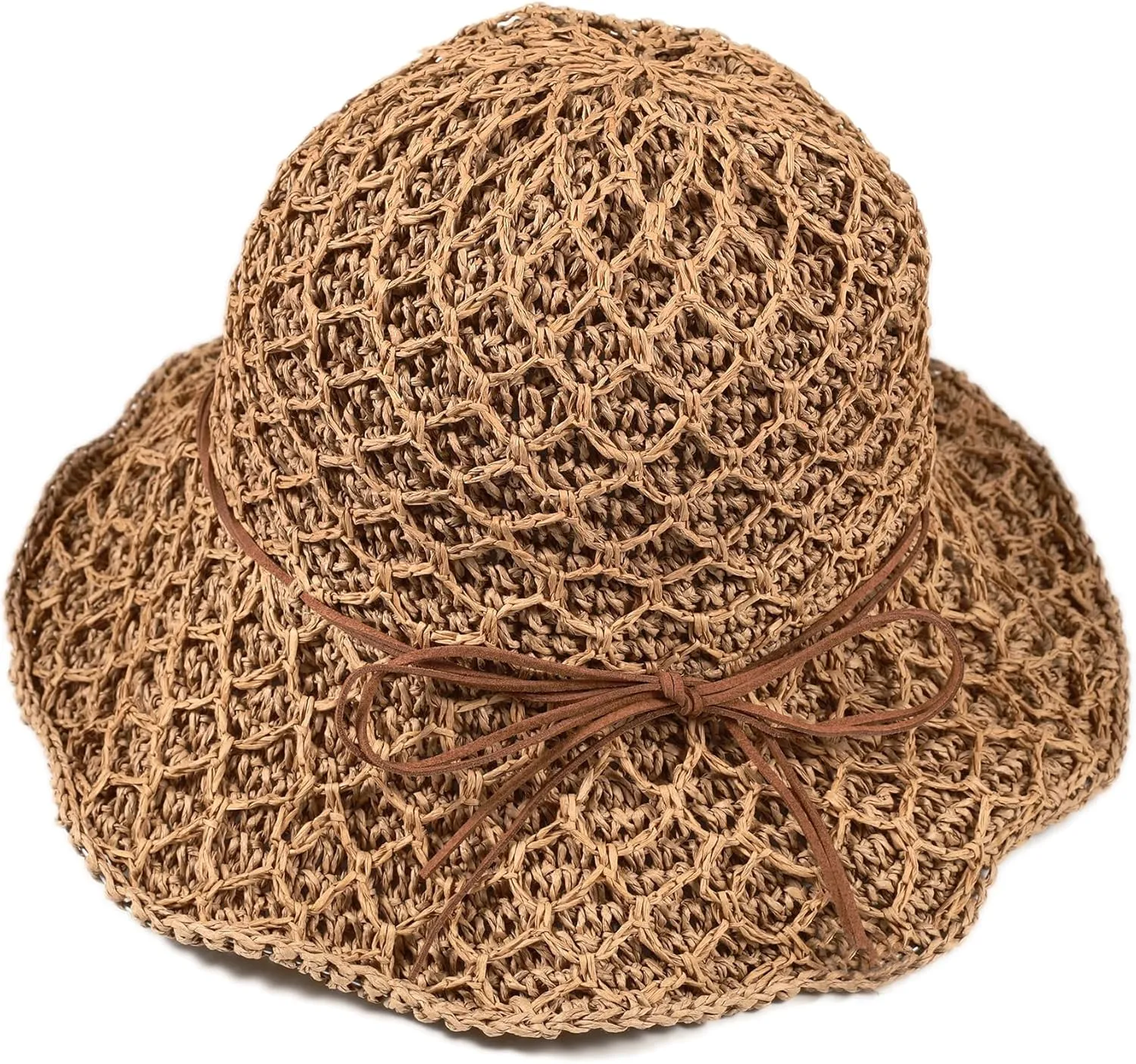 Womens Straw Bucket Hat for Women Handmade Floral Foldable Floppy Beach Hat Travel Straw Hat