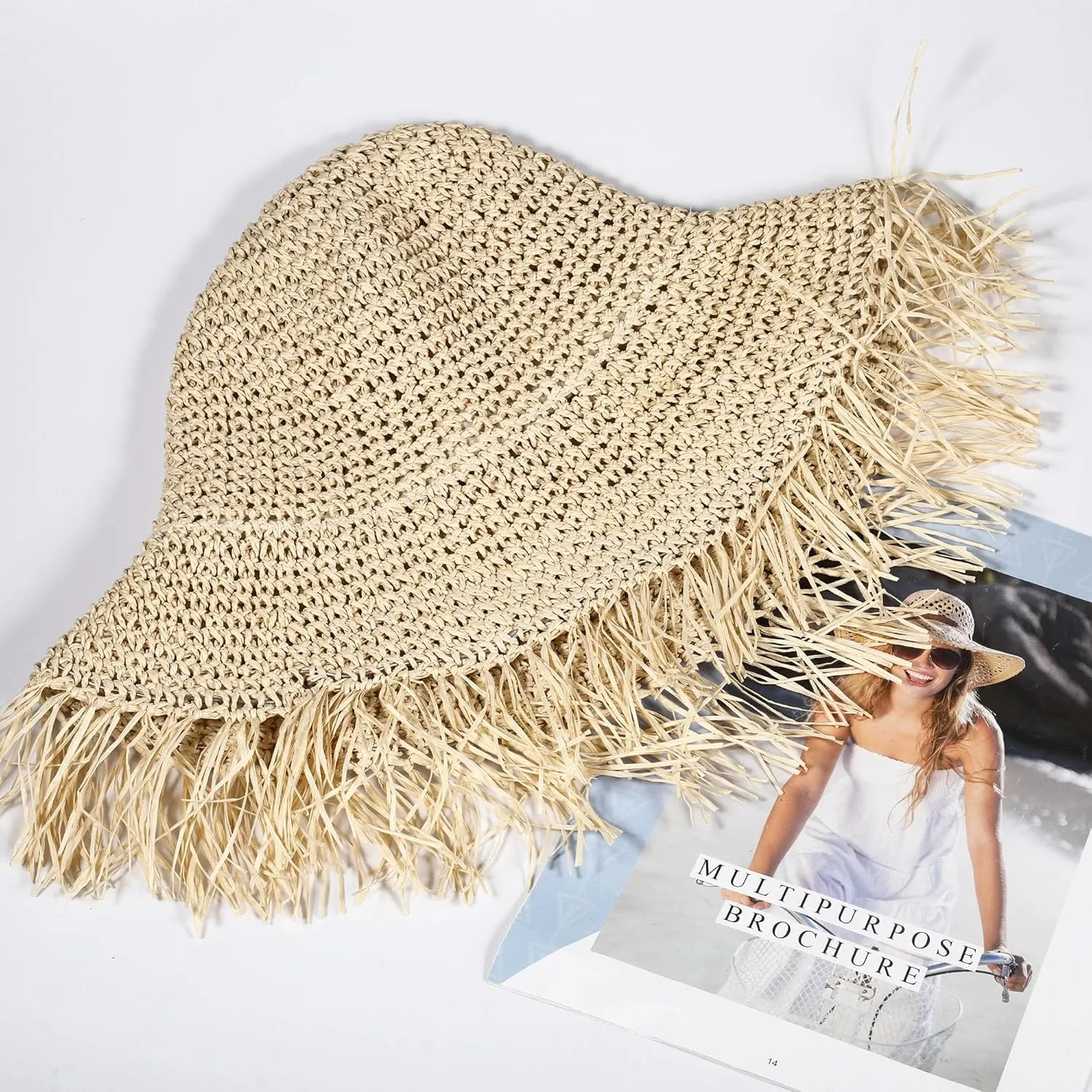 Womens Straw Bucket Hat for Women Handmade Floral Foldable Floppy Beach Hat Travel Straw Hat