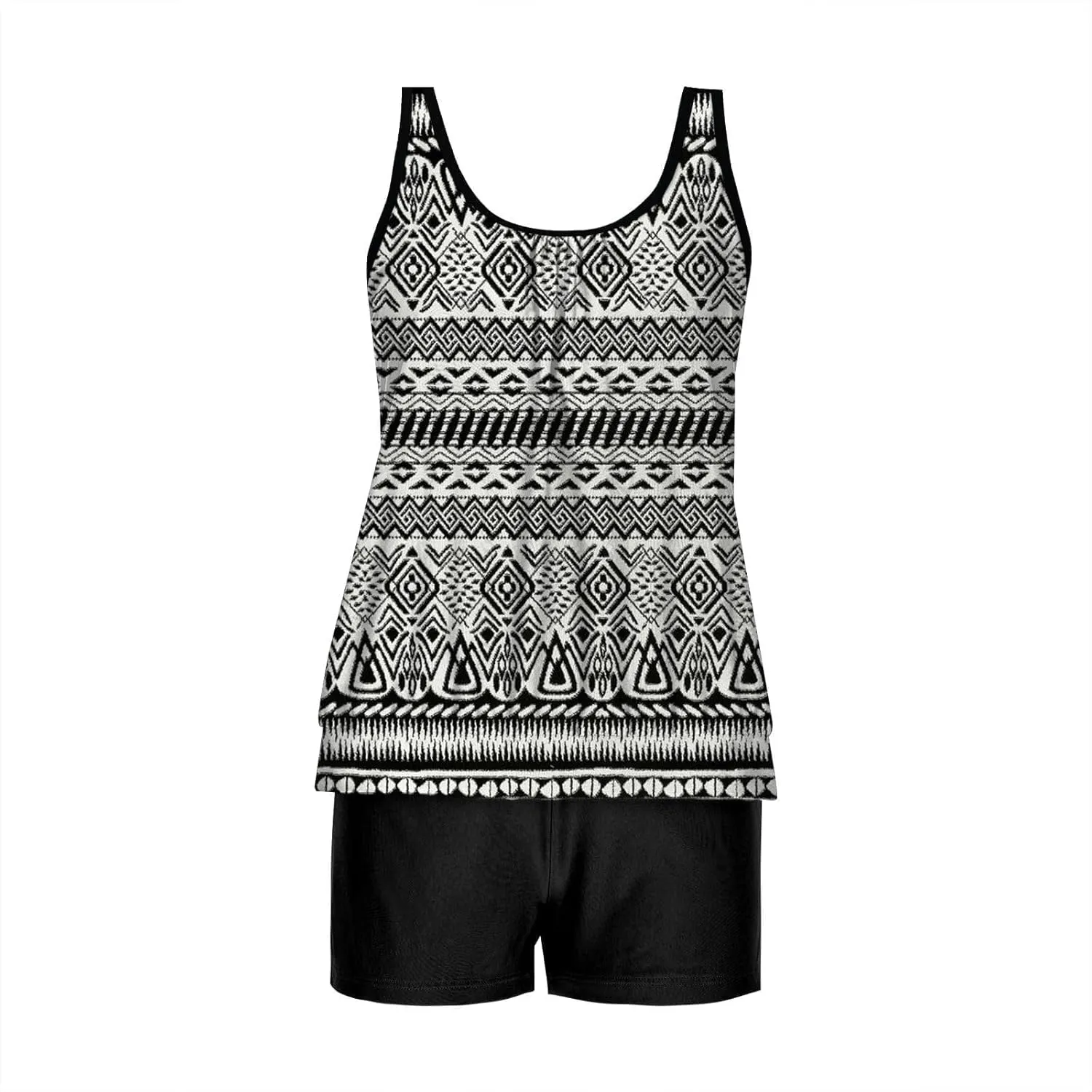 Womens Swimwear Beach Tankini Shorts Match Tops Vests Two Piece Color Block Modest Bathing Suit Sets for Women Casual