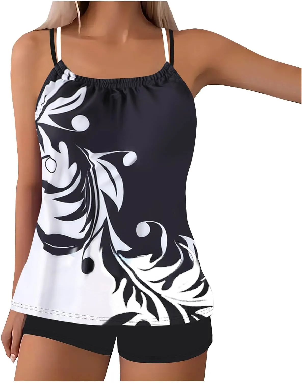 Womens Tankini Swimsuits 2 Piece Tummy Control Bathing Suits 2025 Flowy Floral Print Swim Tank Top with Boyshorts