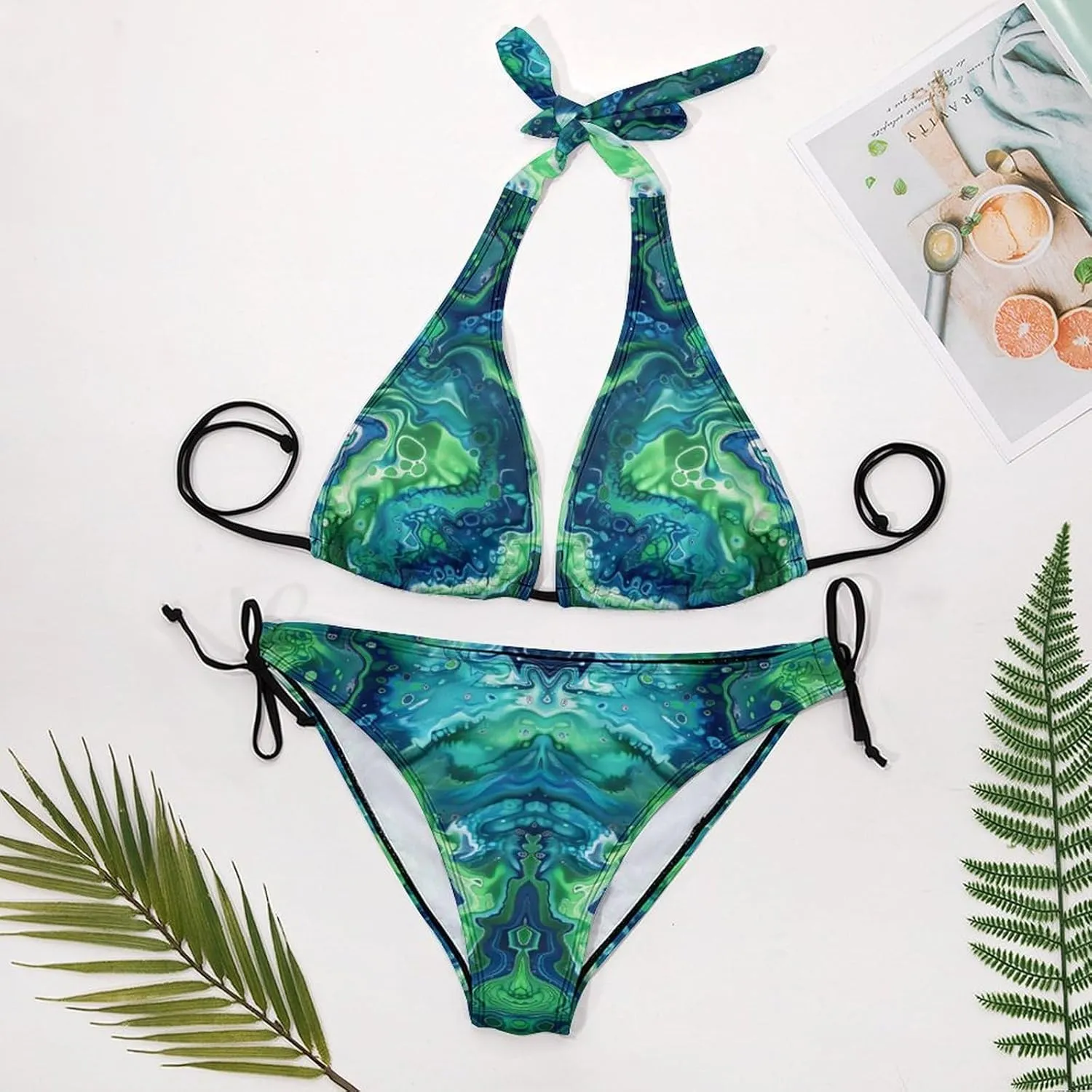 Women's Triangle Bikini Sexy Cutout Bikini Thong Bikini Set Tie Back Two Piece Swimsuit Bathing Suit