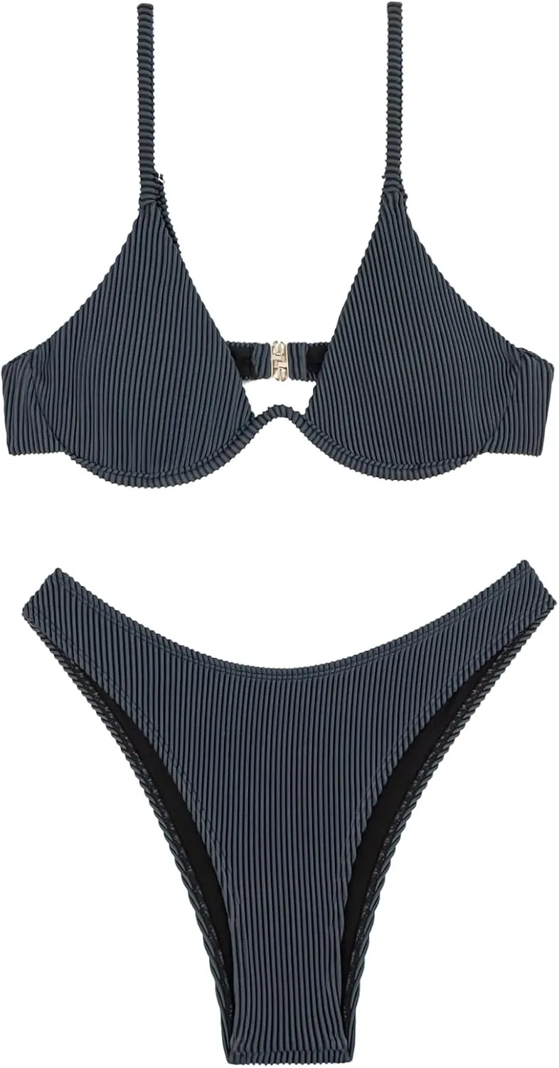 Women's Underwire Bathing Suit Push Up Swimsuit 2 Piece Bikini Set