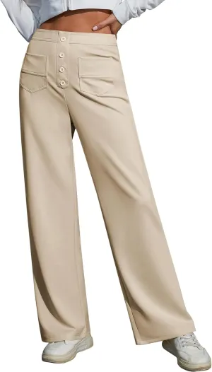 Womens Wide Leg Pants High Waisted Casual Pants for Women Stretchy Business Dress Work Pocket Trousers Pant 2025