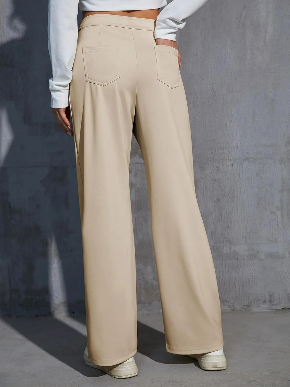 Womens Wide Leg Pants High Waisted Casual Pants for Women Stretchy Business Dress Work Pocket Trousers Pant 2025