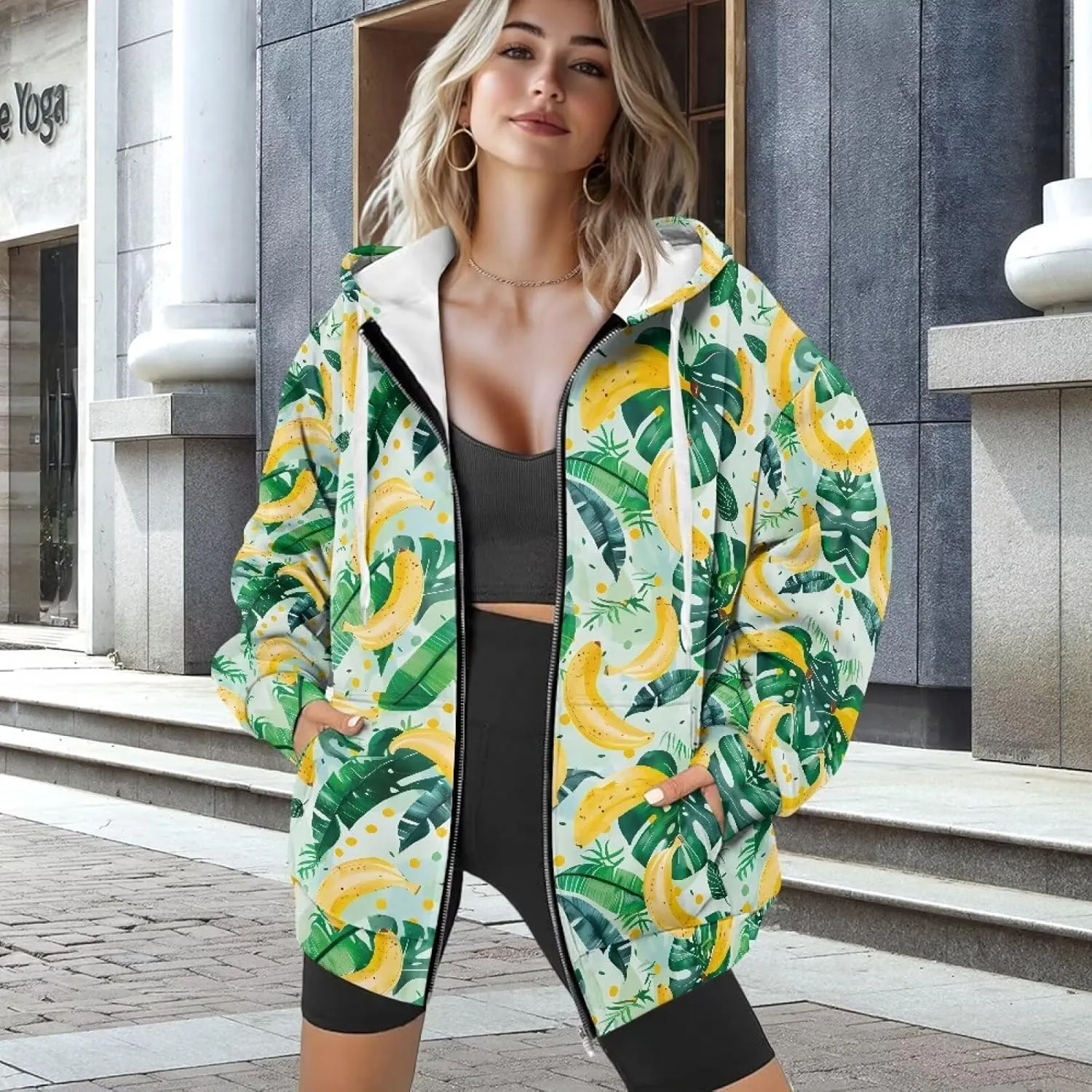 Women's Zip Up Hoodies Casual Long Sleeve Track Jackets With Pockets Fall Outfits Sweaters Fashion Jackets