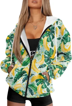 Women's Zip Up Hoodies Casual Long Sleeve Track Jackets With Pockets Fall Outfits Sweaters Fashion Jackets