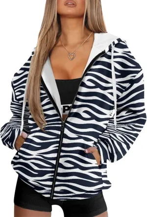 Women's Zip Up Hoodies Casual Long Sleeve Track Jackets With Pockets Fall Outfits Sweaters Fashion Jackets