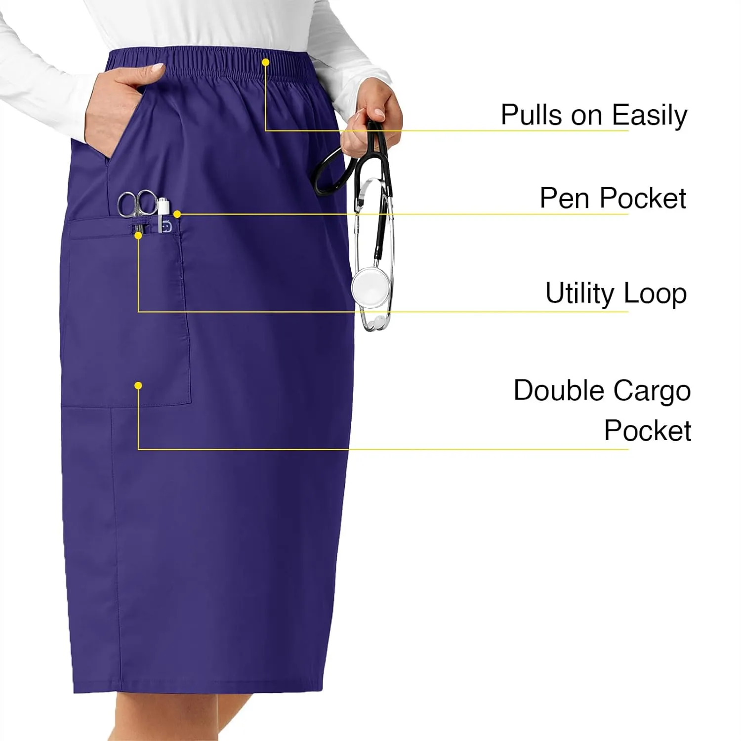 WonderWink Women's Wonderwork Pull-on Cargo Scrub Skirt