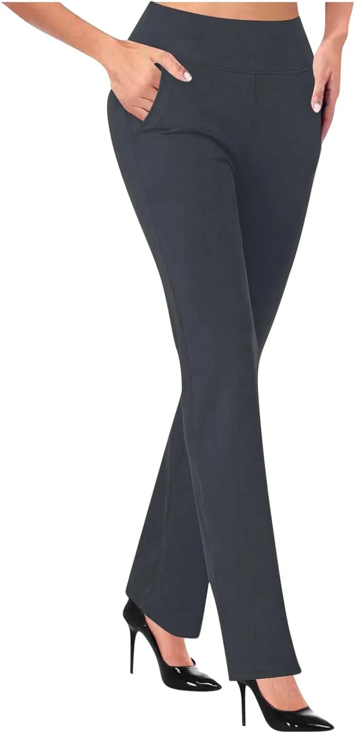 Work Pants Women Stretch Business Casual Wide Leg Dress Pants High Waist Bell Bottoms Trousers Pull on Office Slacks