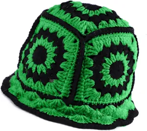 XYIYI Women Crochet Bucket Hat Knit Handmade Foldable Beach Hat Cute Hand Woven Fishing Hat