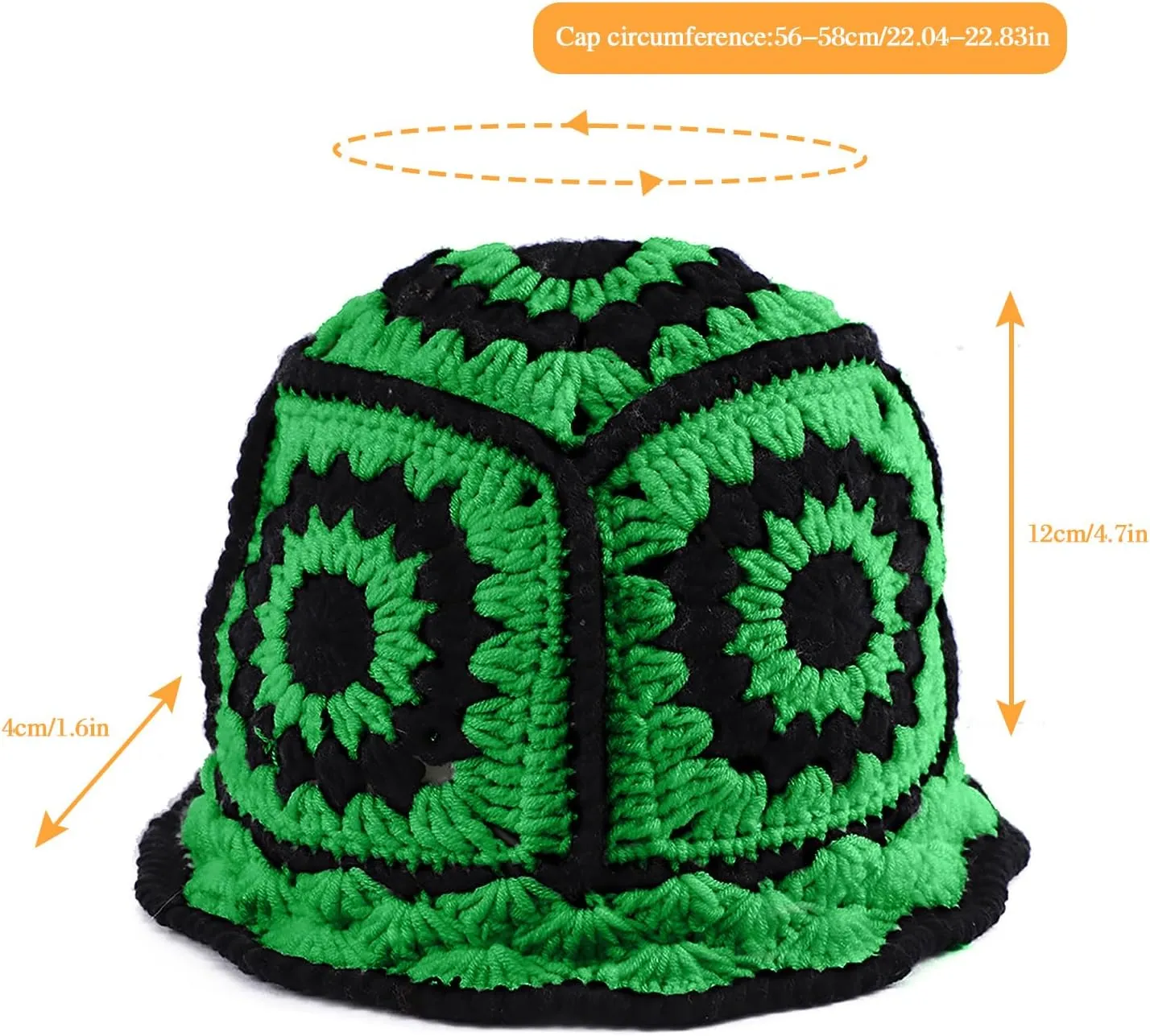 XYIYI Women Crochet Bucket Hat Knit Handmade Foldable Beach Hat Cute Hand Woven Fishing Hat