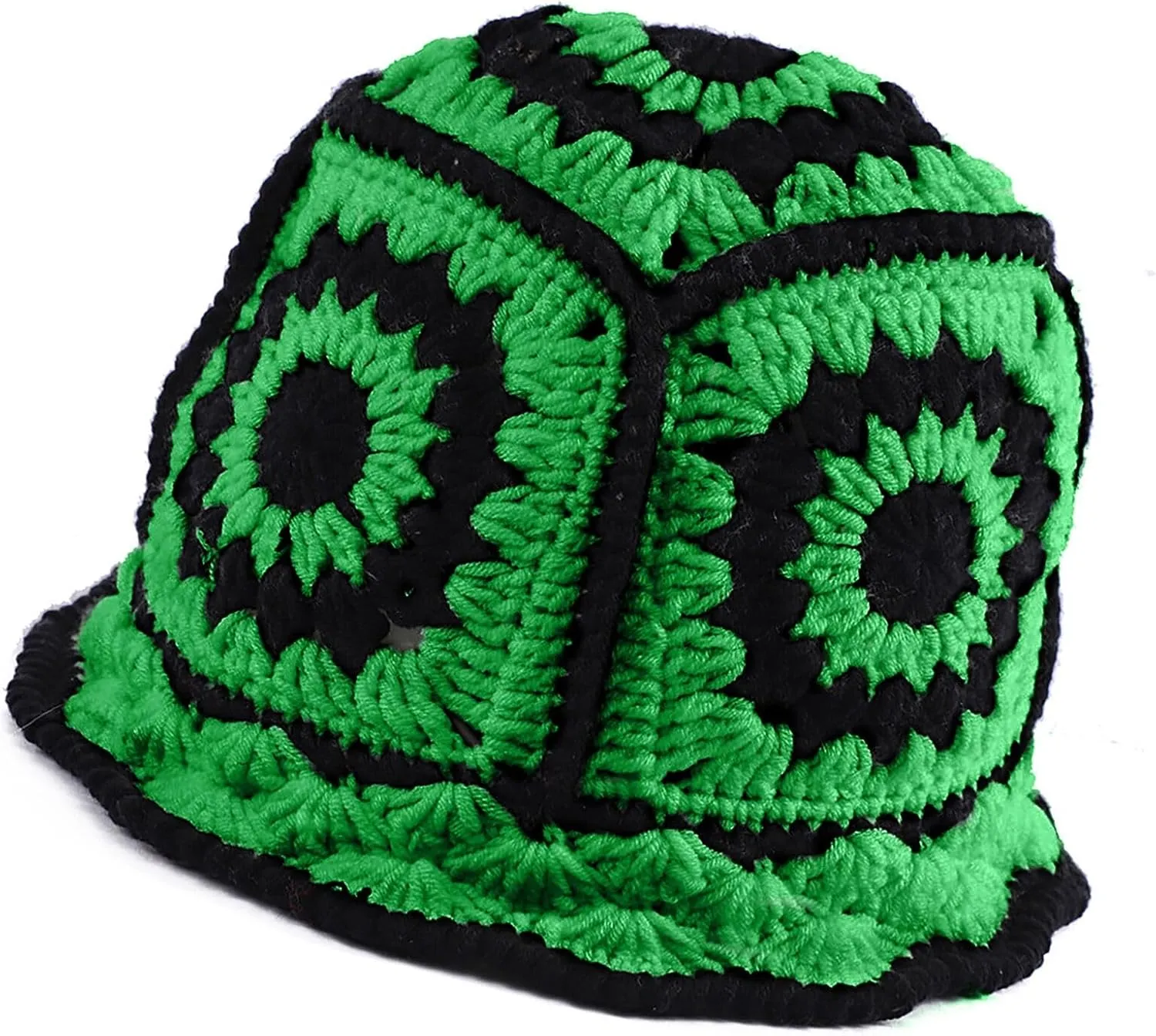 XYIYI Women Crochet Bucket Hat Knit Handmade Foldable Beach Hat Cute Hand Woven Fishing Hat