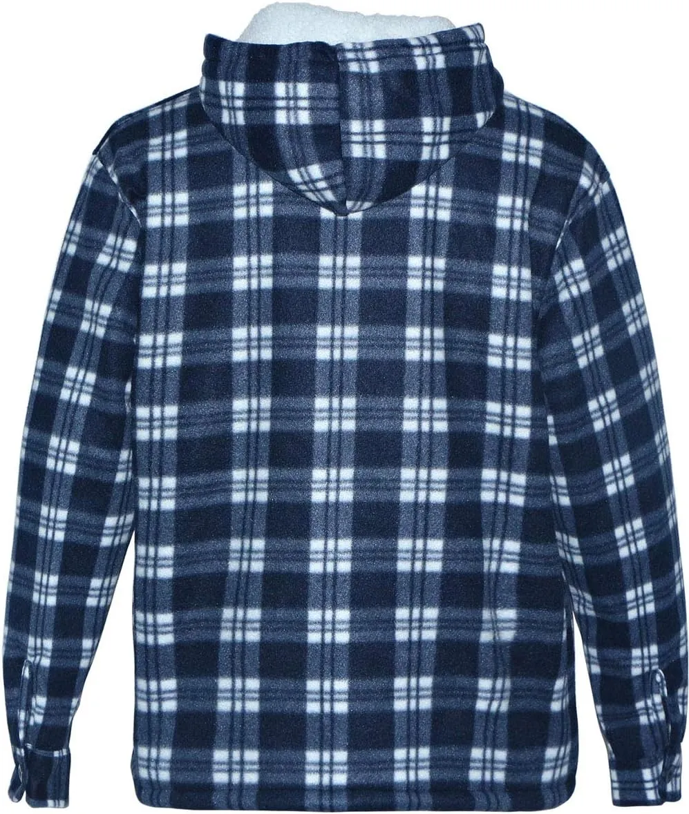 Yasumond Men's Hoodies Flannel Full Zip Sherpa Lined Heavy Fleece Plaid Warm Hooded Jackets,S-5XL